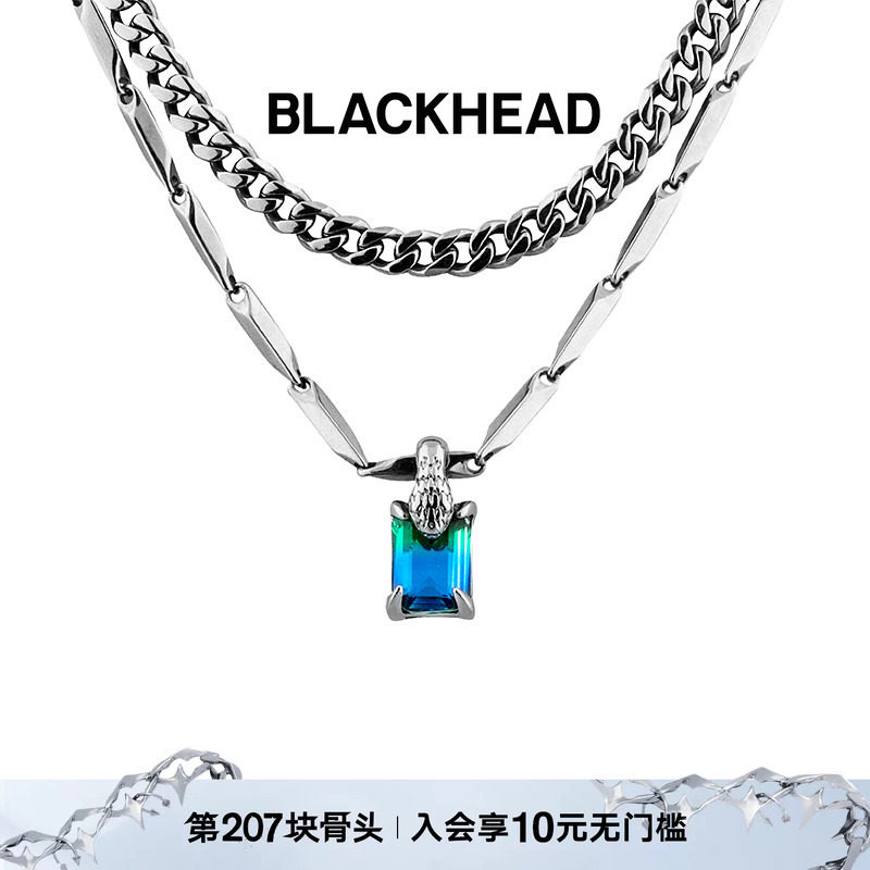 【陈伟霆同款】BLACKHEAD/黑头叠戴项链女生双层情侣渐变个性图片