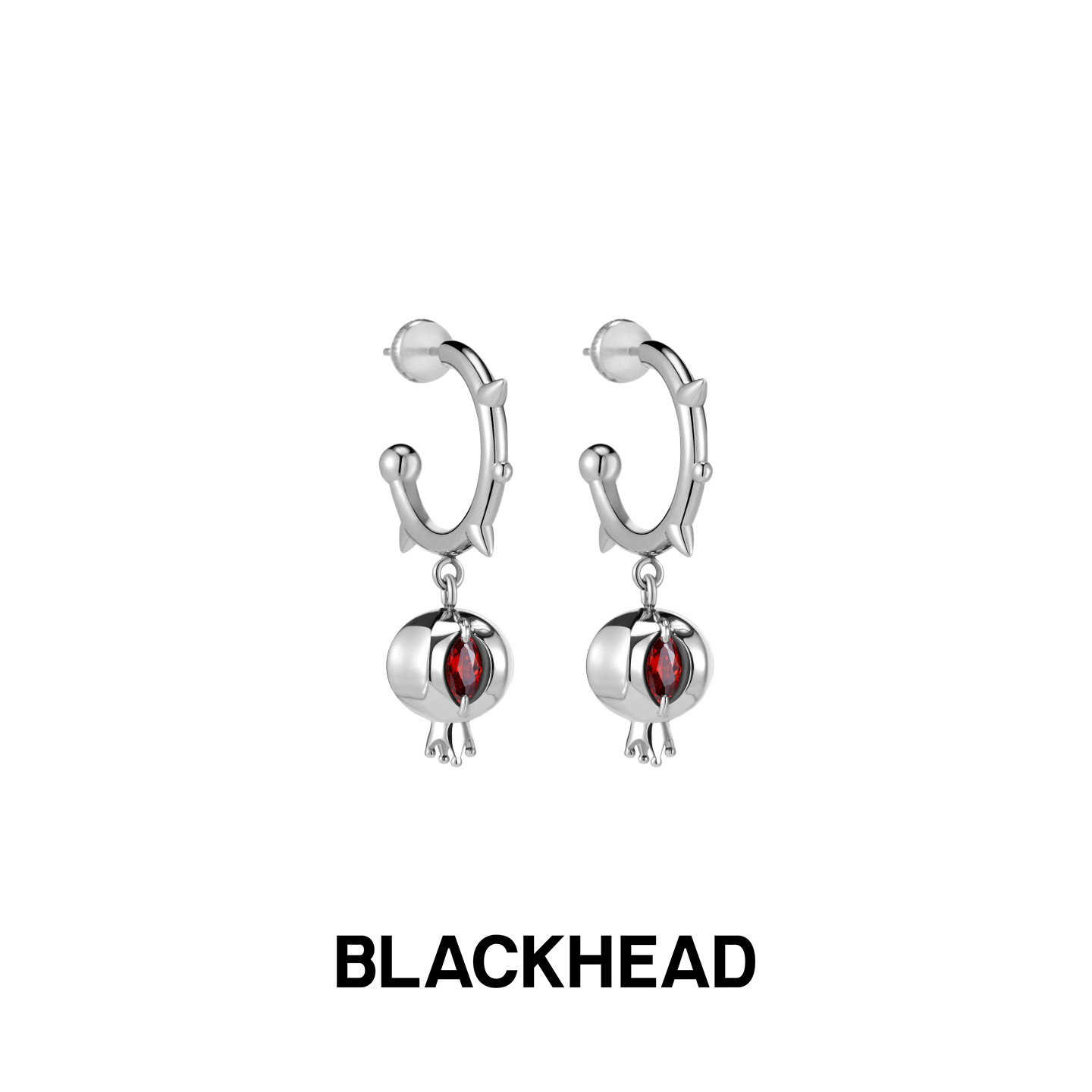 BLACKHEAD/黑头新款坏浪漫系列朋克风银色气质型坏石榴耳坠