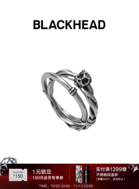 BLACKHEAD/黑头S925银骷髅双层戒指原创设计双层别致女新款万圣节