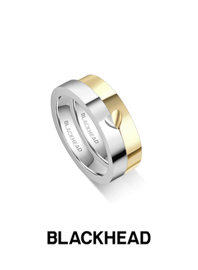 BLACKHEAD/黑头新款斜刻爱心拼色戒指情侣对戒礼物送礼礼物