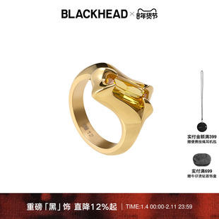 【展轩同款】BLACKHEAD/黑头黑胶浪潮系列尖刺黄锆石戒指情人节