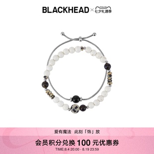 BLACKHEAD/黑头白松黑曜石拼色串珠手链新款原创设计个性男女