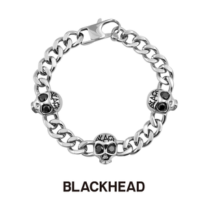BLACKHEAD 黑頭深海回響海妖黑石骷髏古巴手鏈度假夸張 新品
