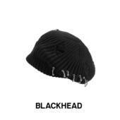 黑头穿刺贝雷毛线帽针织帽个性 BLACKHEAD 简约 余景天同款