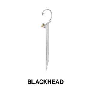 BLACKHEAD 耳飾情侶新款 女生免穿刺甜酷法式 黑頭星星流蘇耳掛男士