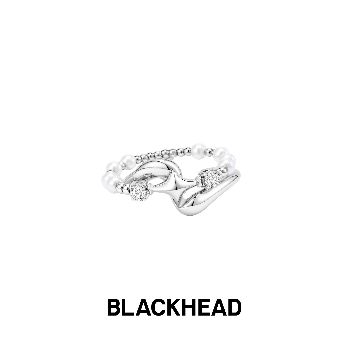 【王鹤棣同款】BLACKHEAD/黑头职场新魔法系列原创仿珍珠拼接戒指图片