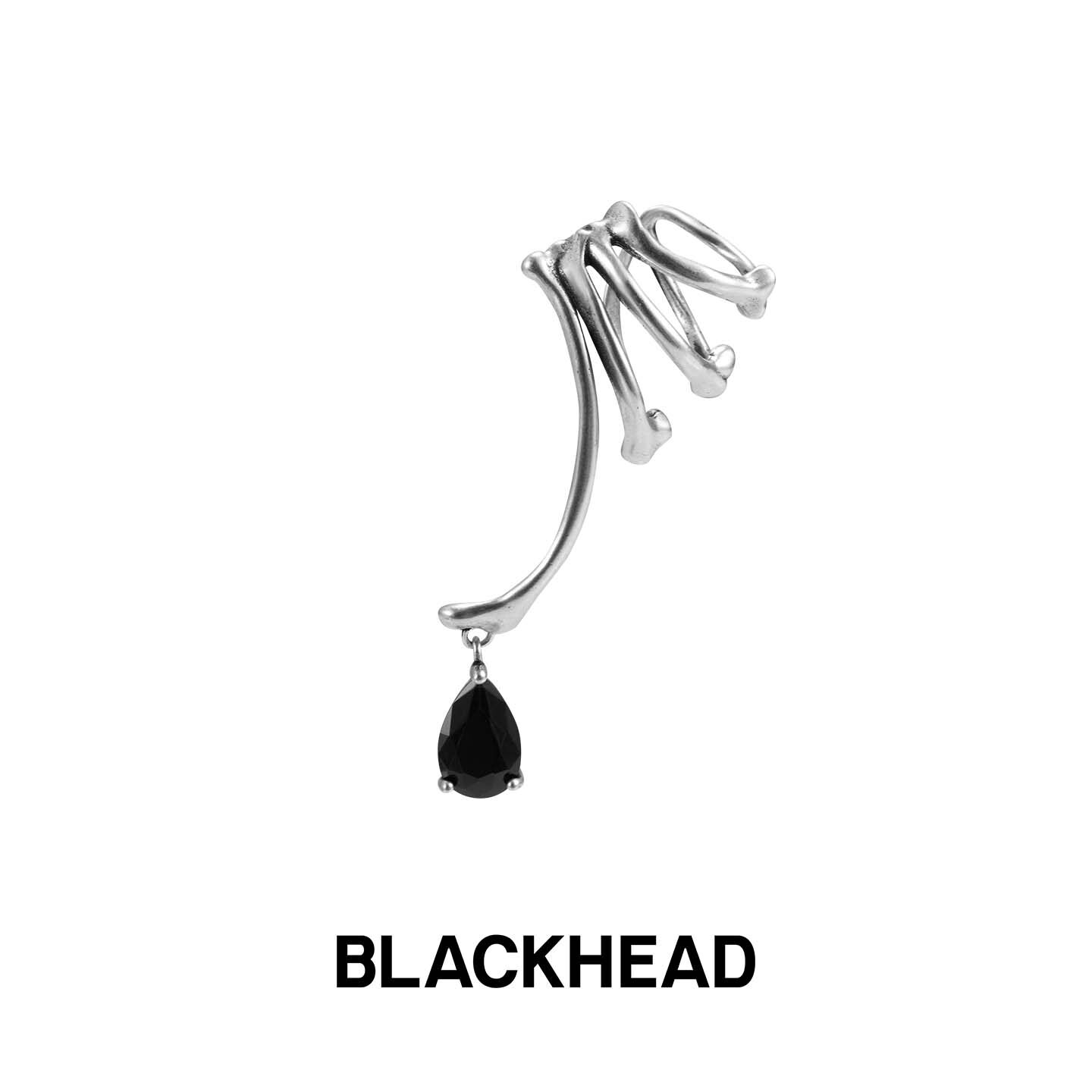 BLACKHEAD/黑头S925银多层骨骼锆石耳挂耳环原创设计个性朋克
