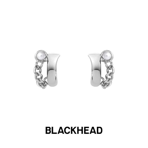 BLACKHEAD情侣款珍珠链条耳钉
