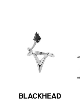 BLACKHEAD/黑头新月骑士系列四芒星盔甲戒指原创设计小众女