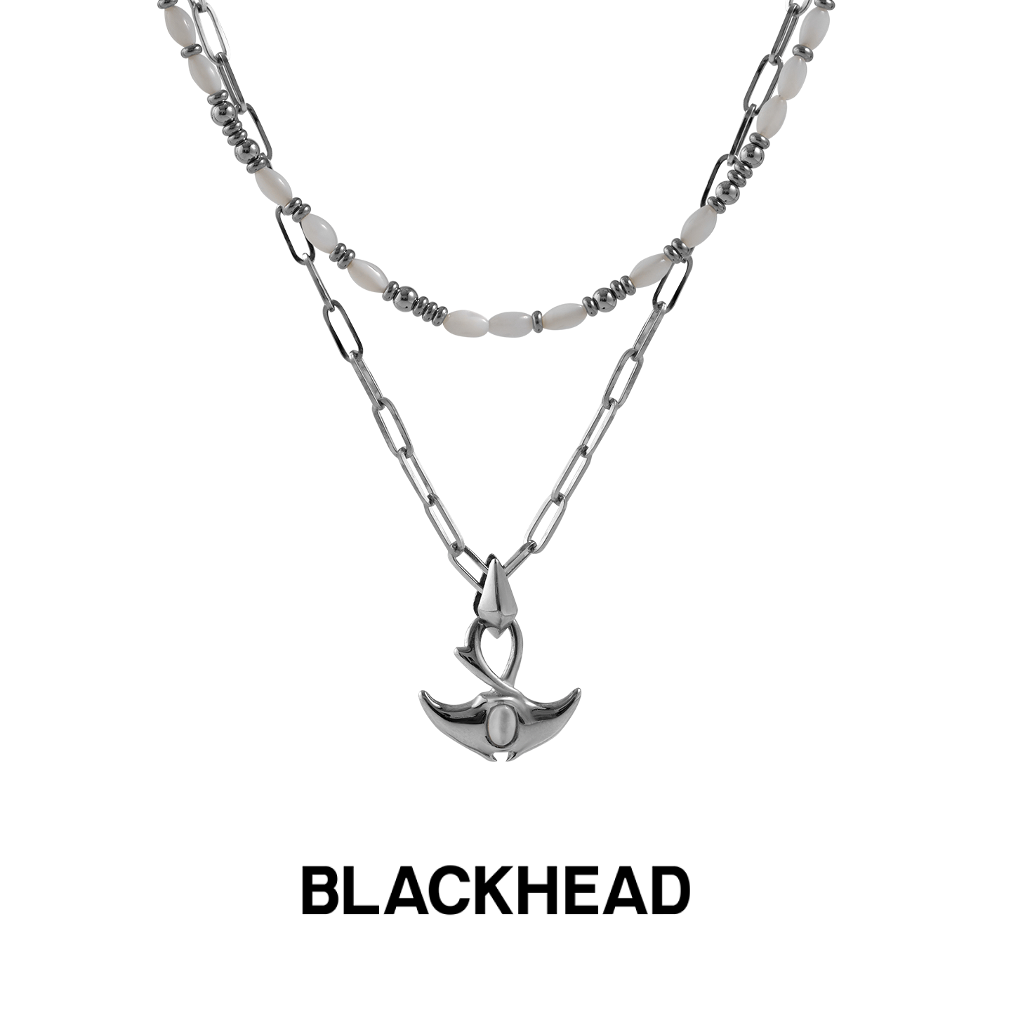 【丁禹兮同款】BLACKHEAD/黑头深海回响小魔鬼鱼双层项链海洋度假