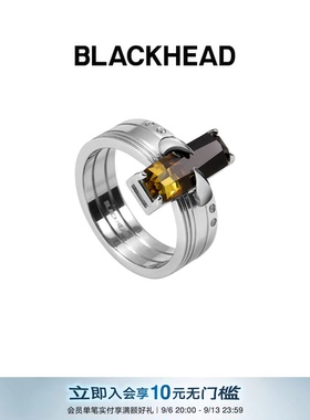 【银赫同款】BLACKHEAD/黑头黑胶浪潮骨碟纹渐变戒指简约
