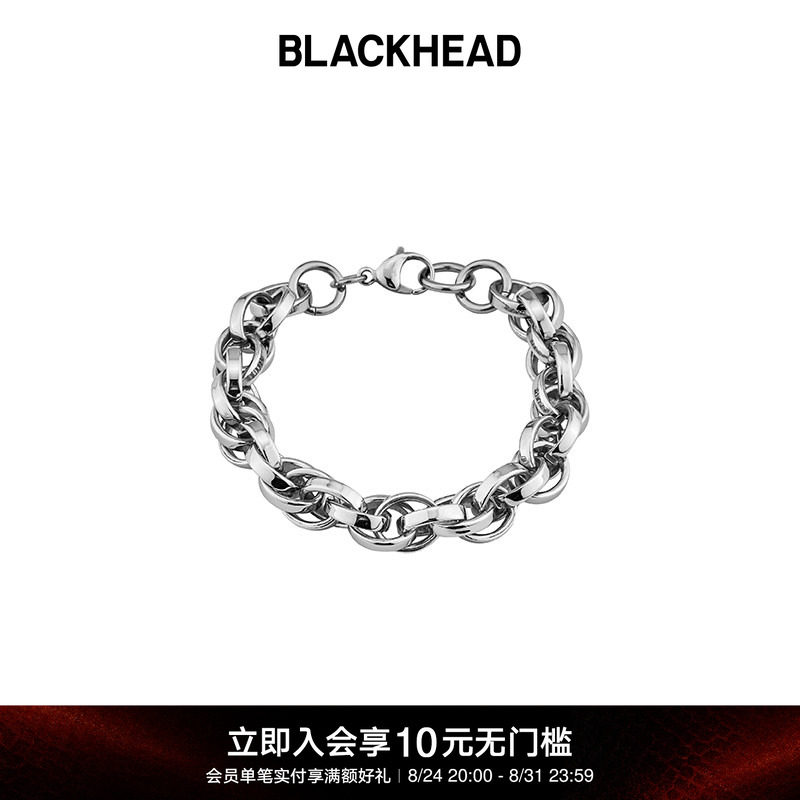 BLACKHEAD/黑头潮流街头创意时尚复古钛钢麻花链手链男女情侣款