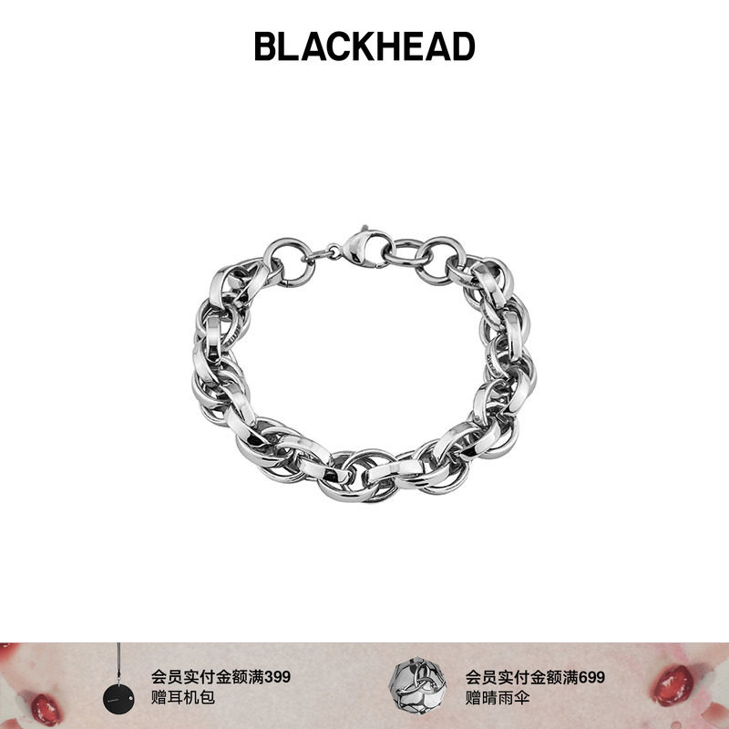 BLACKHEAD/黑头潮流街头创意时尚复古钛钢麻花链手链男女情侣款