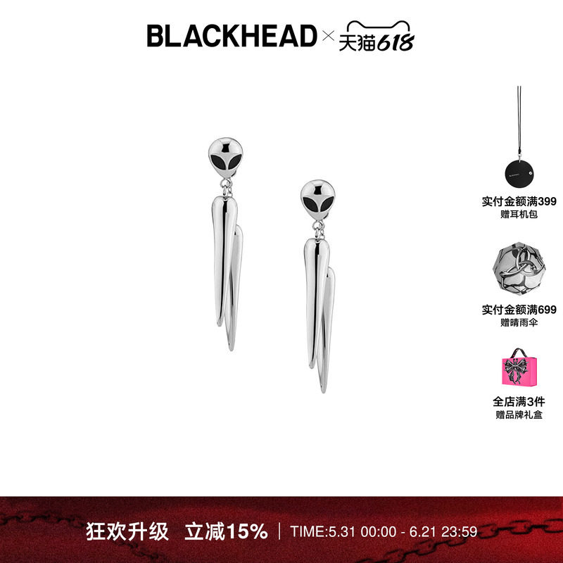 BLACKHEAD/黑头设计师潮牌 外星人异形吊坠钛钢耳饰简约新款潮