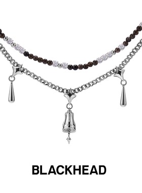 BLACKHEAD/黑头新月骑士系列守护铃吊坠双层链原创设计新年