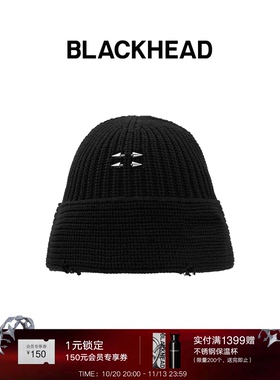 【邓为同款】BLACKHEAD/黑头黑胶浪潮系列铆钉穿刺个性针织盆帽