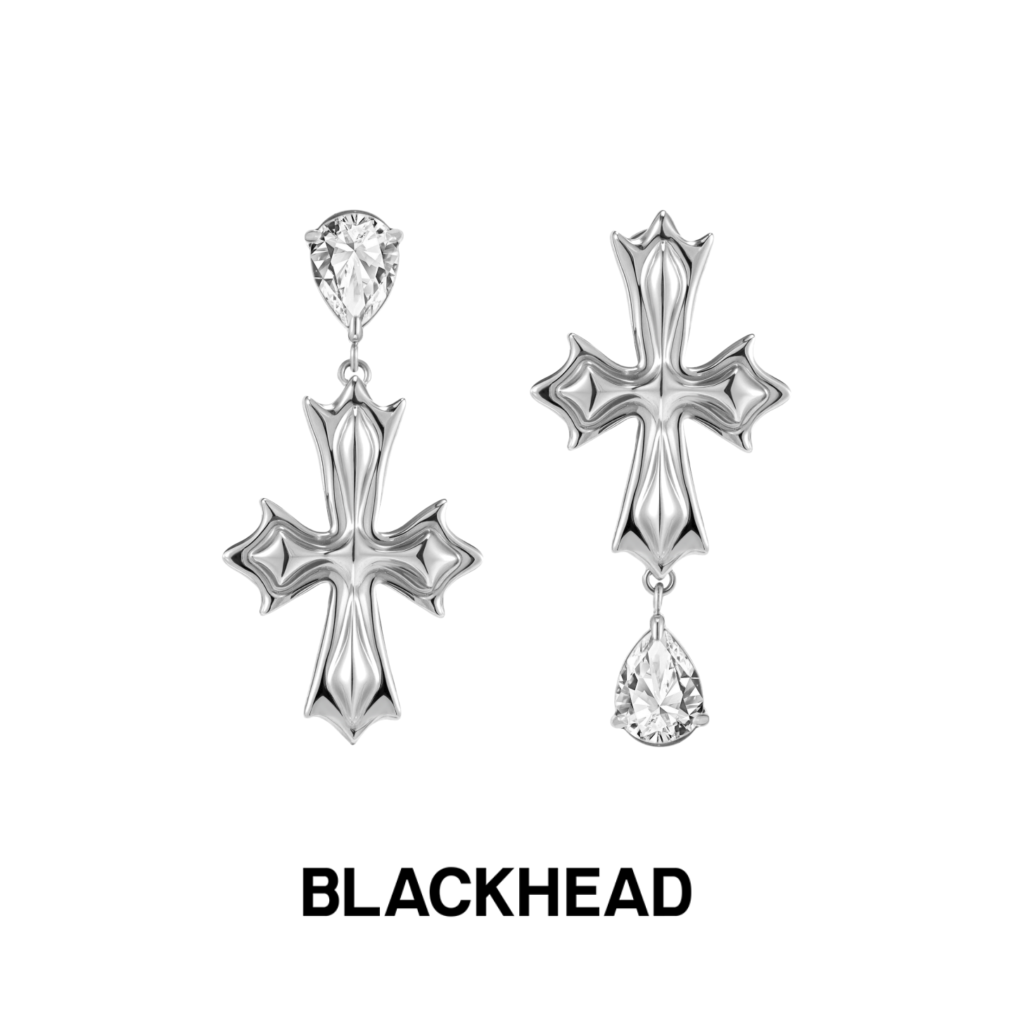 【郑润泽同款】BLACKHEAD/黑头出逃舞会系列十字花吊坠不对称耳钉
