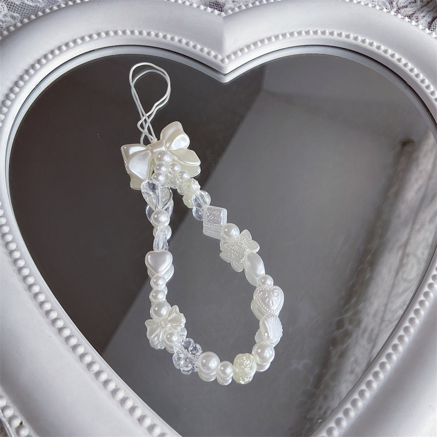 高级白线条蝴蝶爱心壳挂链潮女百搭包包小饰品ccd相机链diy