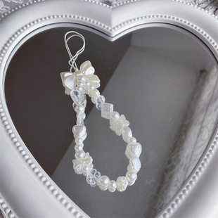 高级白线条蝴蝶爱心壳挂链潮女百搭包包小饰品ccd相机链diy