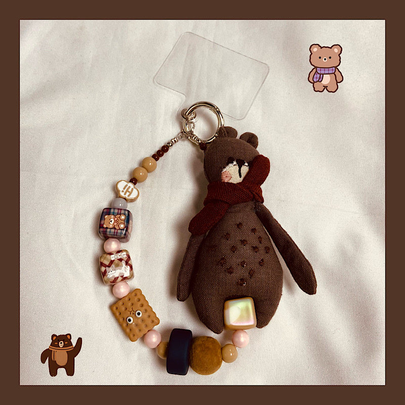 围巾小熊串珠挂链挂手腕手工珠子手链腕带钥匙链挂绳包包挂件,3C数码配件,手机挂件/手机链,淘宝优惠券,粉丝福利购,淘宝优惠卷