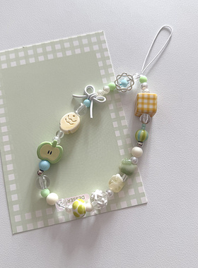 ins夏日绿苹果方块链ccd相机挂链装饰个性创意新款链条百搭女