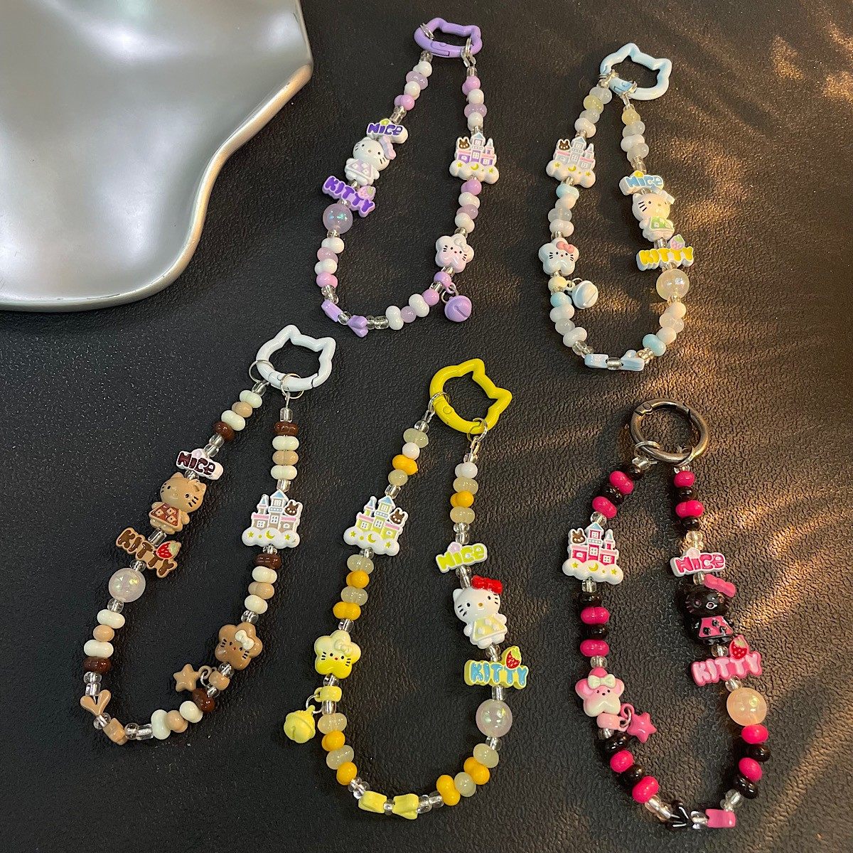自制ins风合金kitty少女链串珠挂绳ccd相机配饰可爱手腕挂链