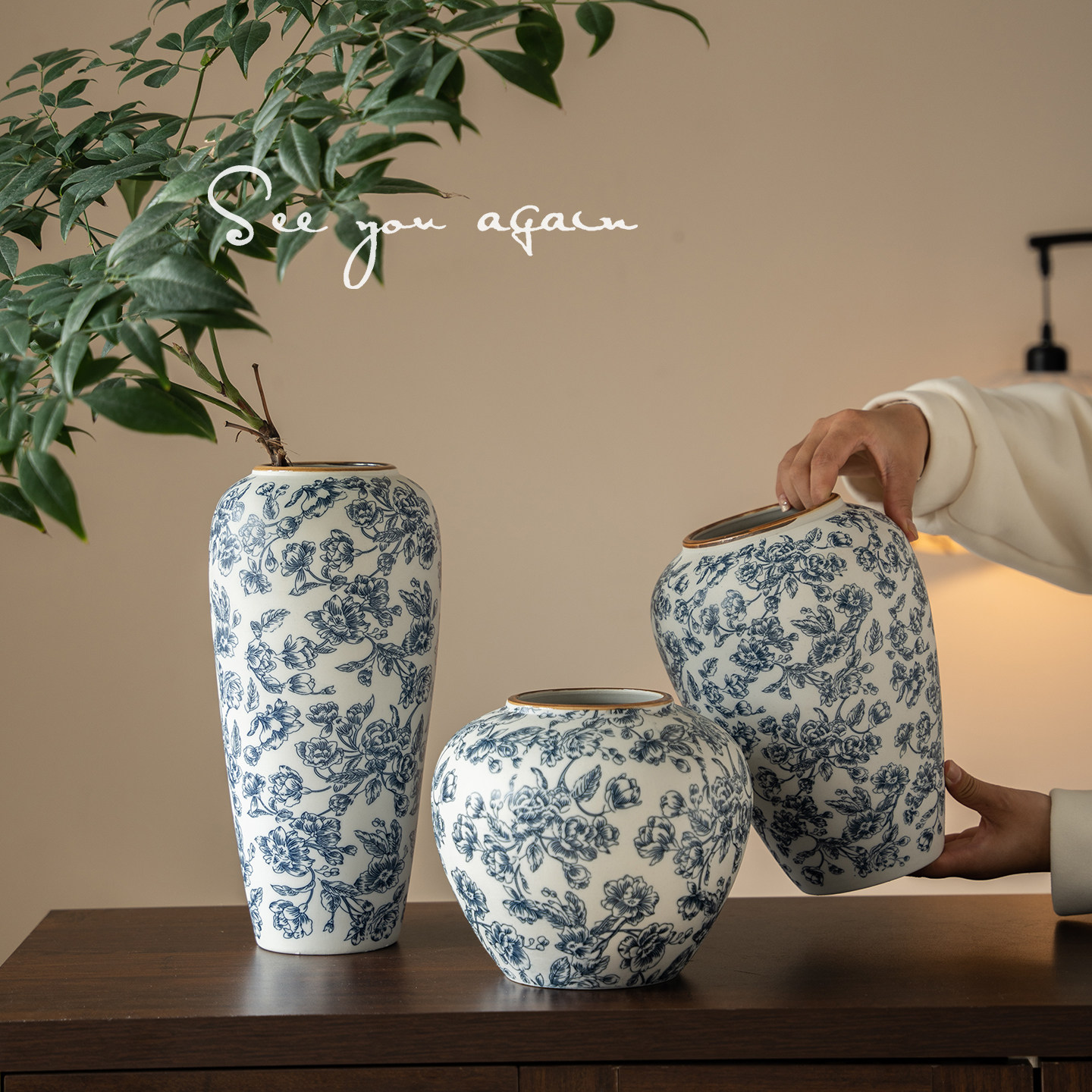 法式中古风陶瓷花瓶复古怀旧手工青花瓷陶罐客厅玄关高档插花摆件,鲜花速递/花卉仿真/绿植园艺,花瓶,淘宝优惠券,粉丝福利购,淘宝优惠卷