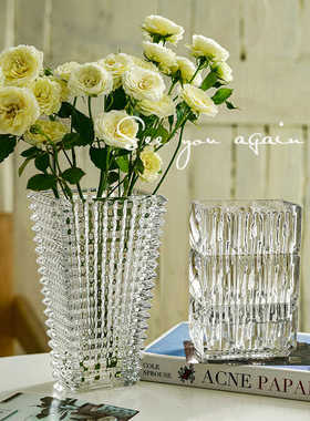 花瓶摆件客厅插花轻奢高级感水晶玻璃透明水养鲜花水培绿植ins风