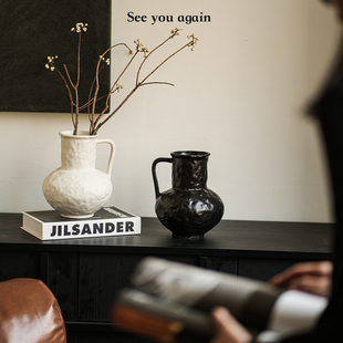 花瓶意式极简陶瓷复古高级感客厅干花插花侘寂风摆件小众餐桌装饰