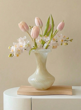 绝美艺术花瓶玻璃奶油ins风轻奢高级感客厅水培插花鲜花桌面摆件