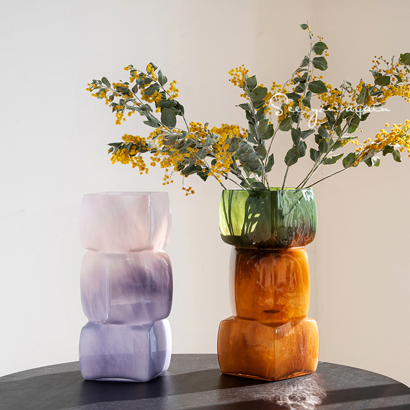 复古玻璃花瓶小众设计感插花摆件