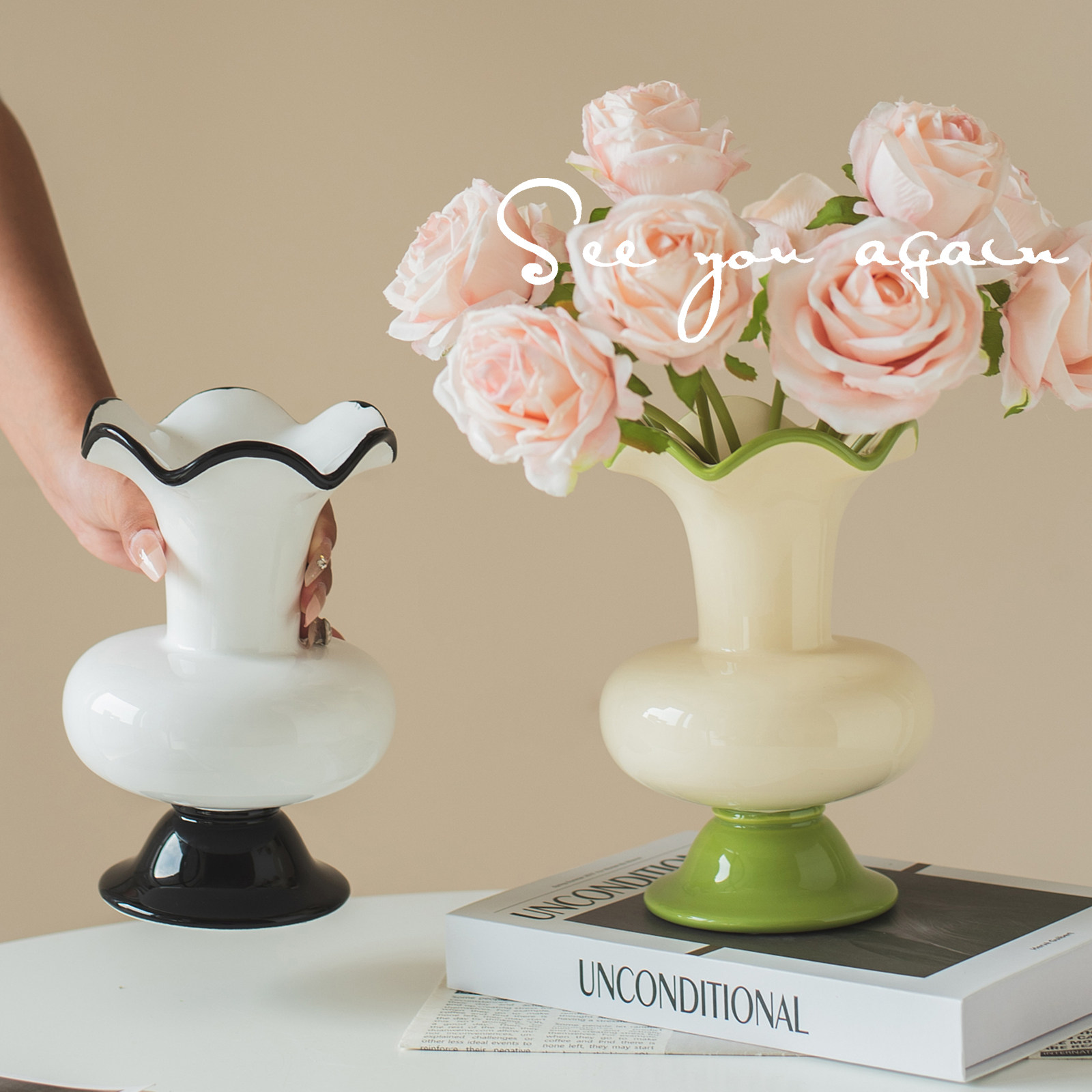 法式芬顿陶瓷花瓶轻奢高级感小众复古客厅插花鲜花民宿设计感摆件,家居饰品,花瓶,淘宝优惠券,粉丝福利购,淘宝优惠卷