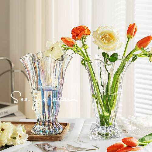 中古玻璃花瓶透明高级感创意摆件