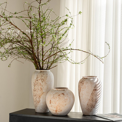 花瓶摆件中式高粗陶大