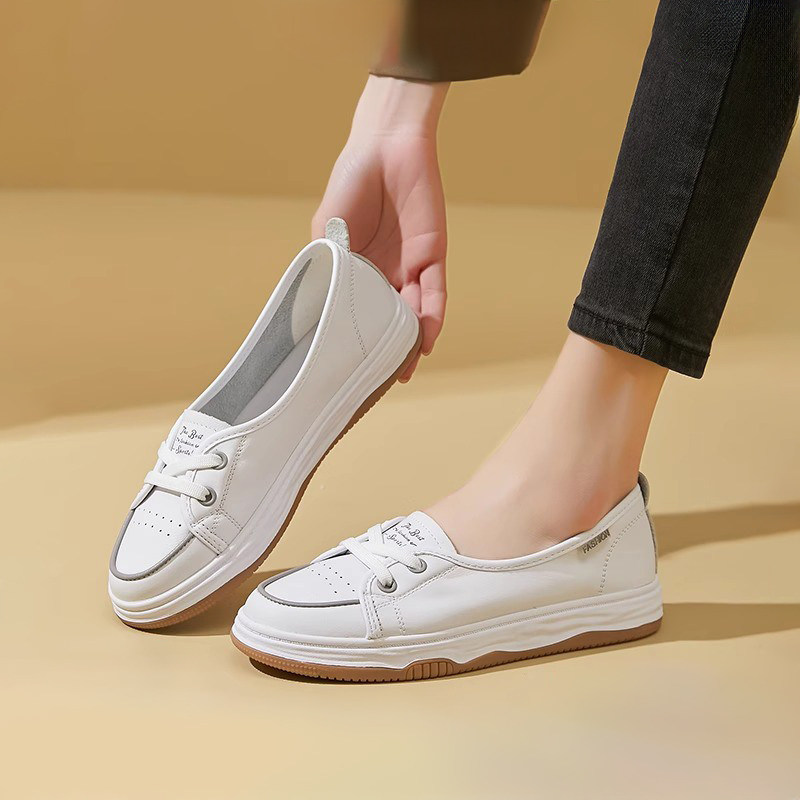 真牛皮材质2026新款爆款一脚蹬小白鞋女夏季薄款懒人浅口休闲鞋女