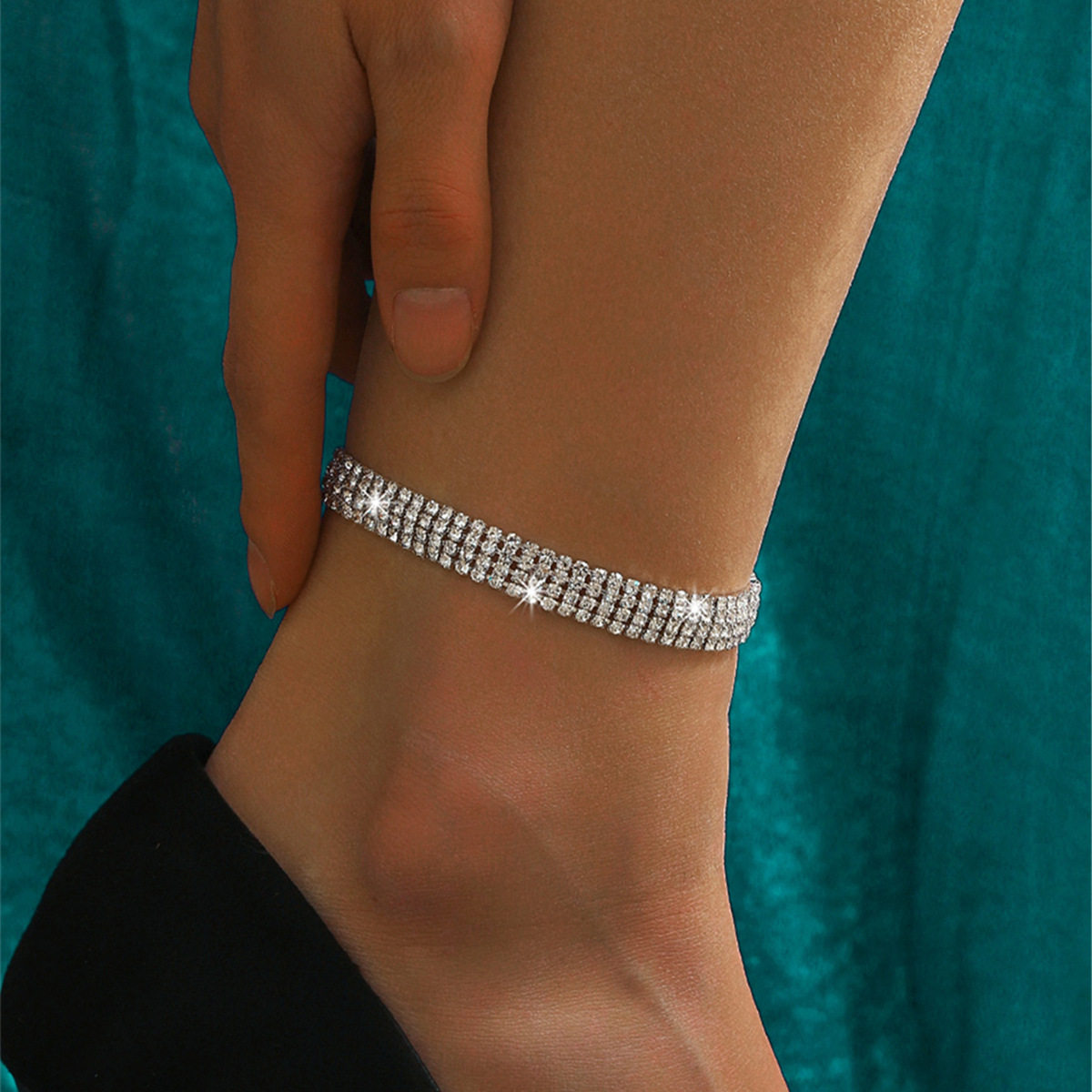 欧美热销冷淡风满钻脚链女 高级感奢华闪亮水钻脚饰足链 厂家