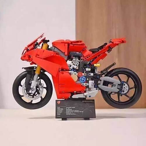 中国积木机械组42202杜卡迪Panigale V4 S摩托车拼装玩具男孩礼物