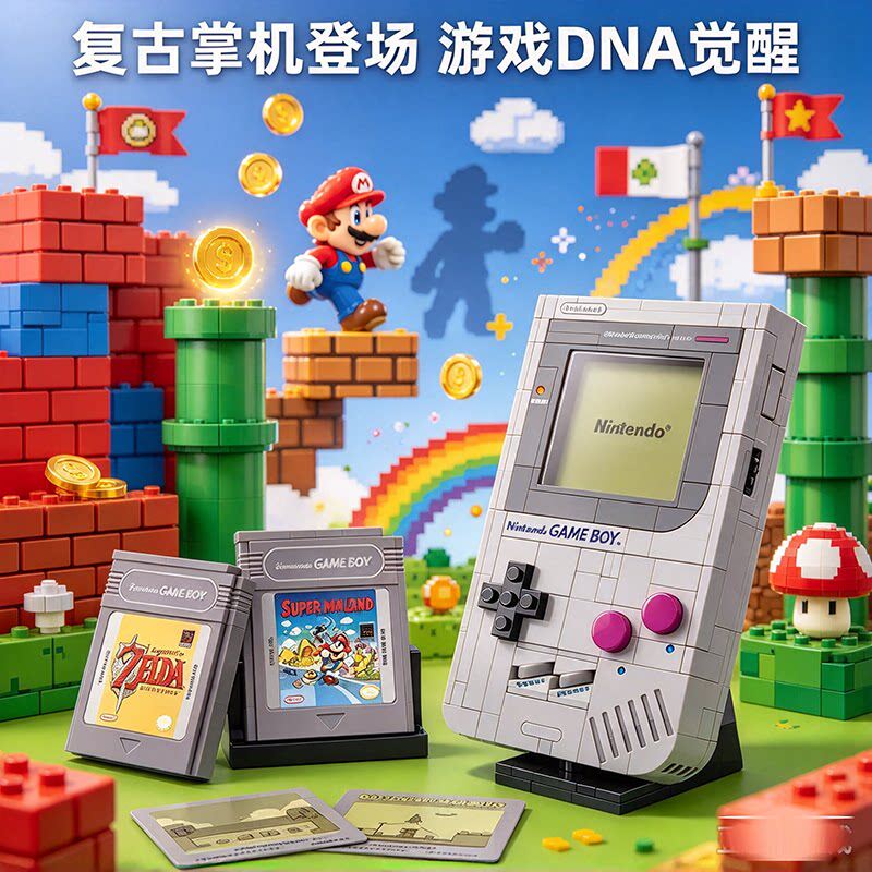 超级马力欧系列 Game Boy 积木游戏机72046儿童拼装积木玩具礼物