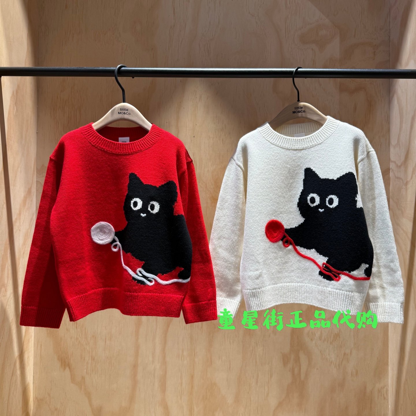 little moco专柜正品26年春款男女童猫咪针织毛衣KBF1SWTT02奥