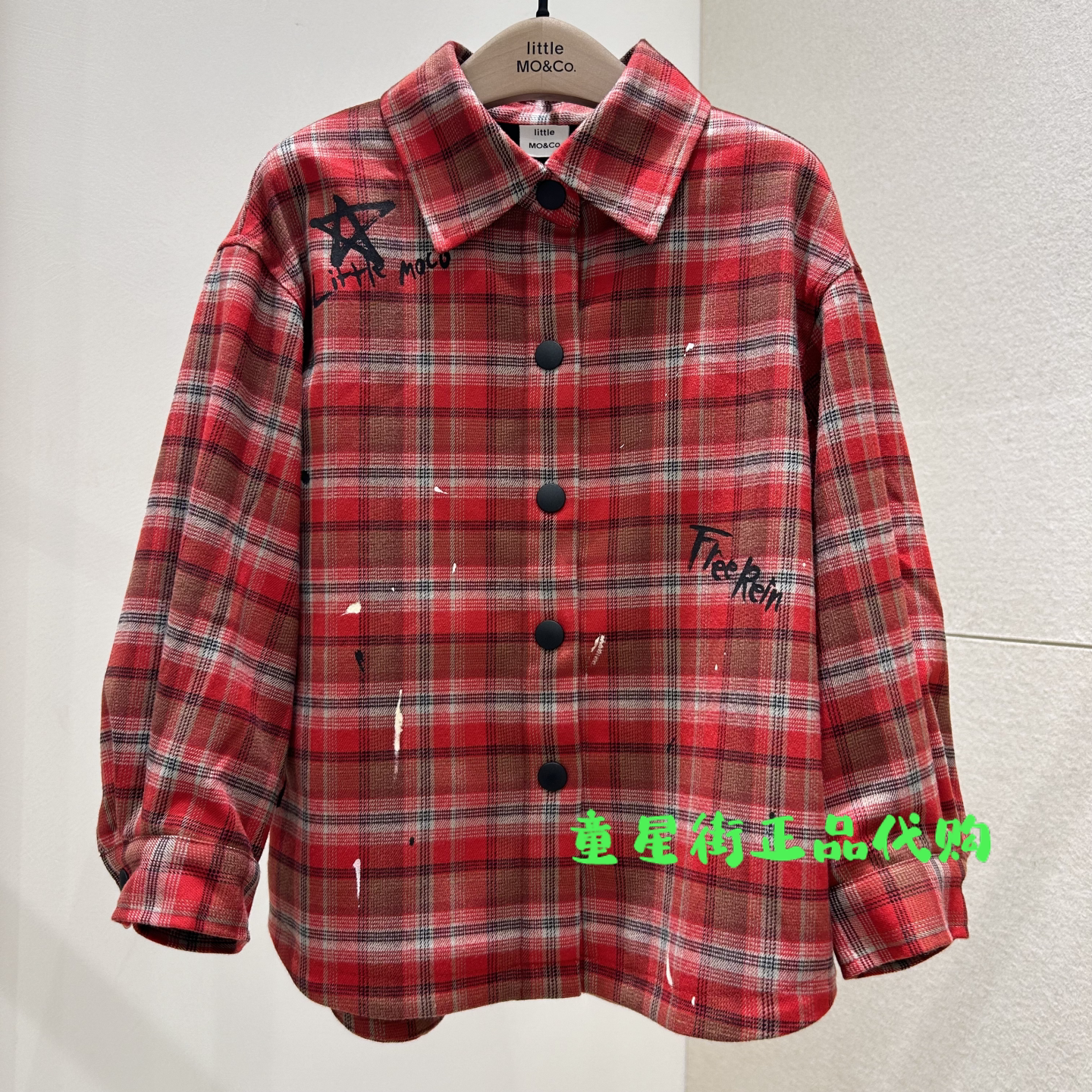 littlemoco国内代购26年冬款男女童红色格纹休闲衬衫KBF4SHT003