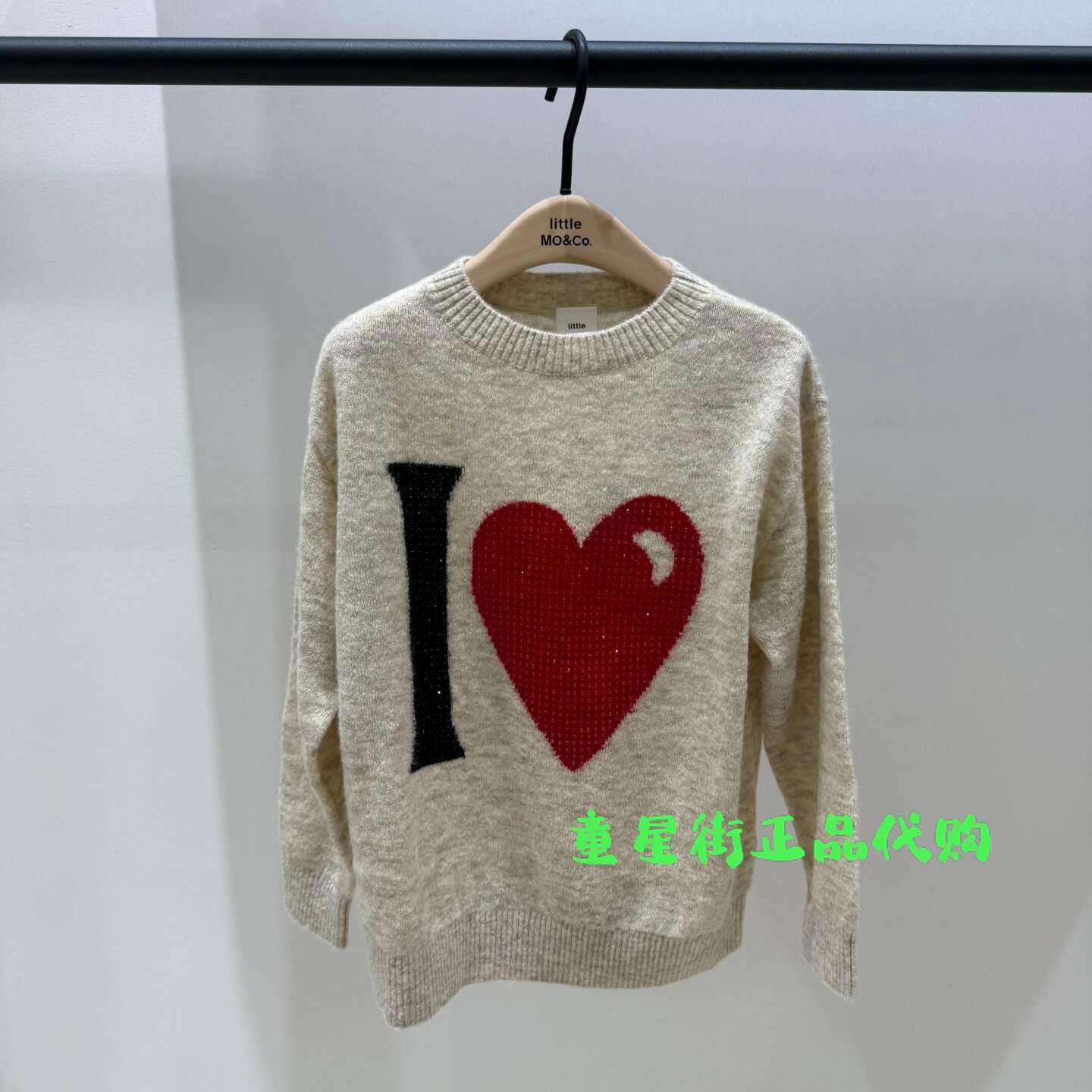 littlemoco国内代购26年冬中大童款男女童爱心针织毛衣KBF4SWT031