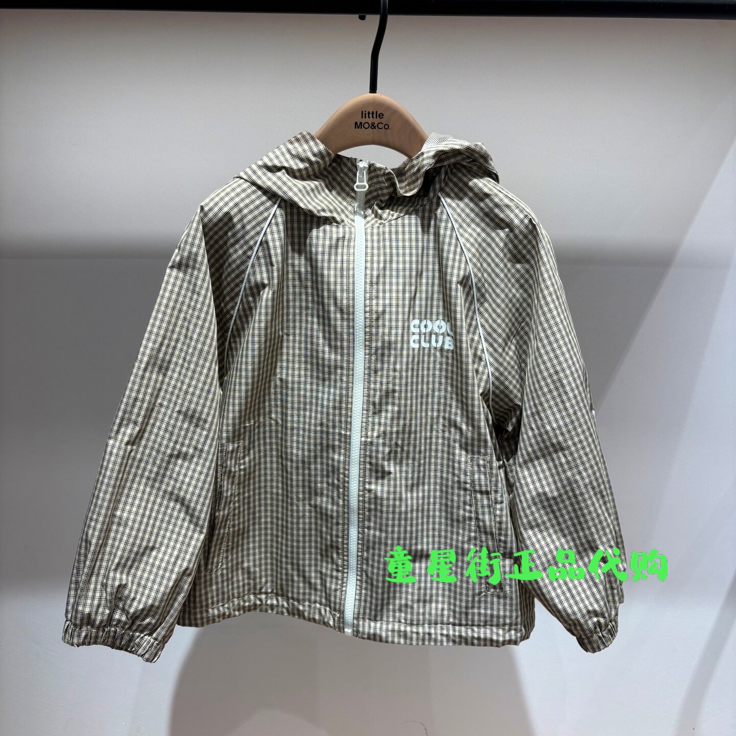 littlemoco童装国内代购26年春款儿童格纹连帽薄外套KBF1JKT034