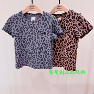 littlemoco国内代购26年秋款女童修身豹纹短袖T恤KBF3TEE012