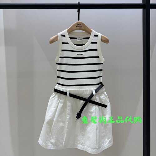 littlemoco国内代购26年夏款女童条纹拼接无袖连衣裙KBF2DRS034