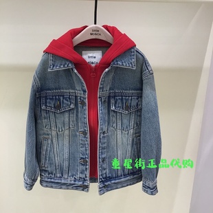 男女童连帽拼接牛仔外套KBF1JKT012 26年春款 little moco专柜正品