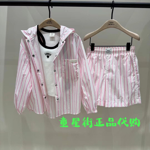 little moco专柜25年夏男女童防晒条纹长袖外套KBE2JKT010