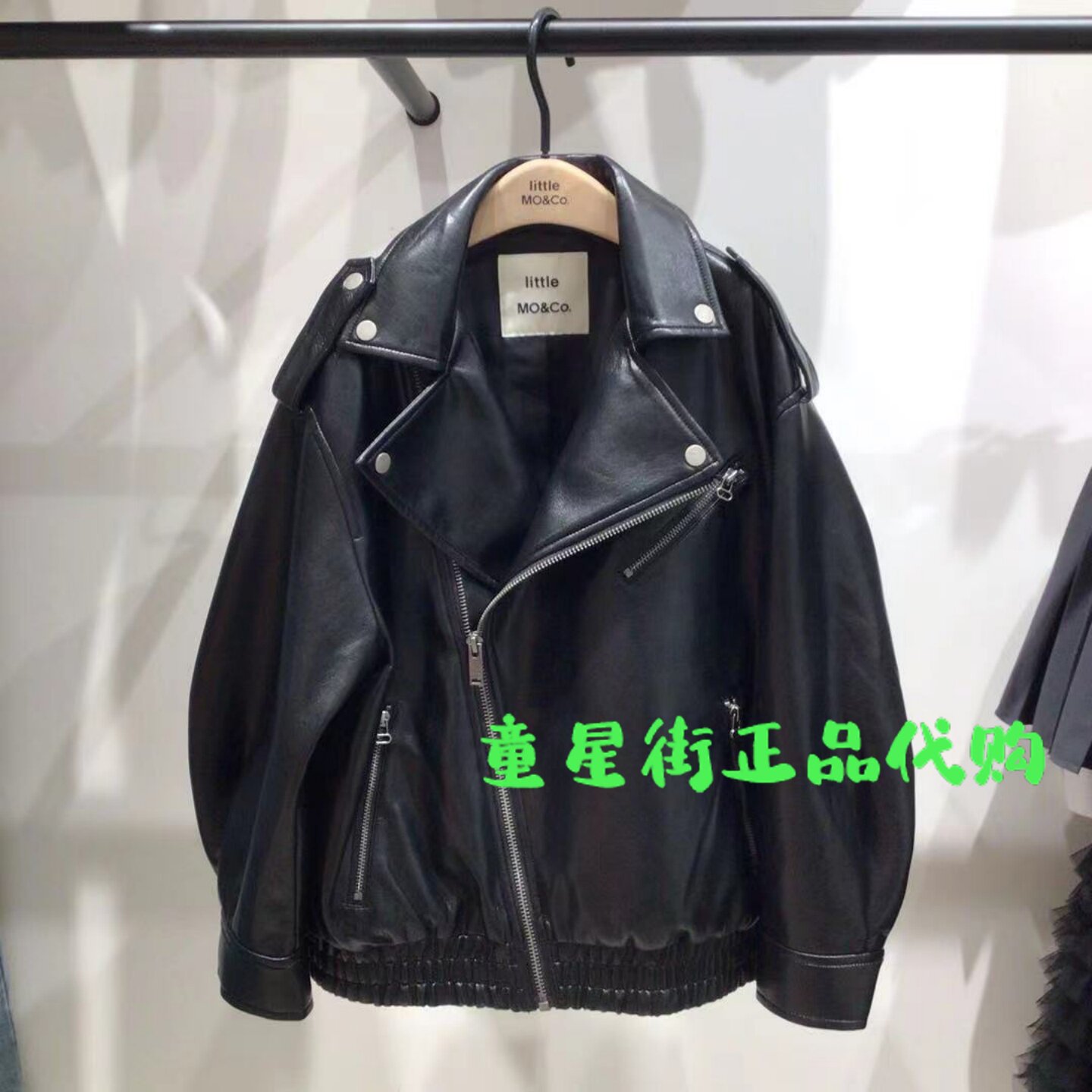 littlemoco专柜正品25年秋男女童机车风夹克皮衣外套KBE3JKT018