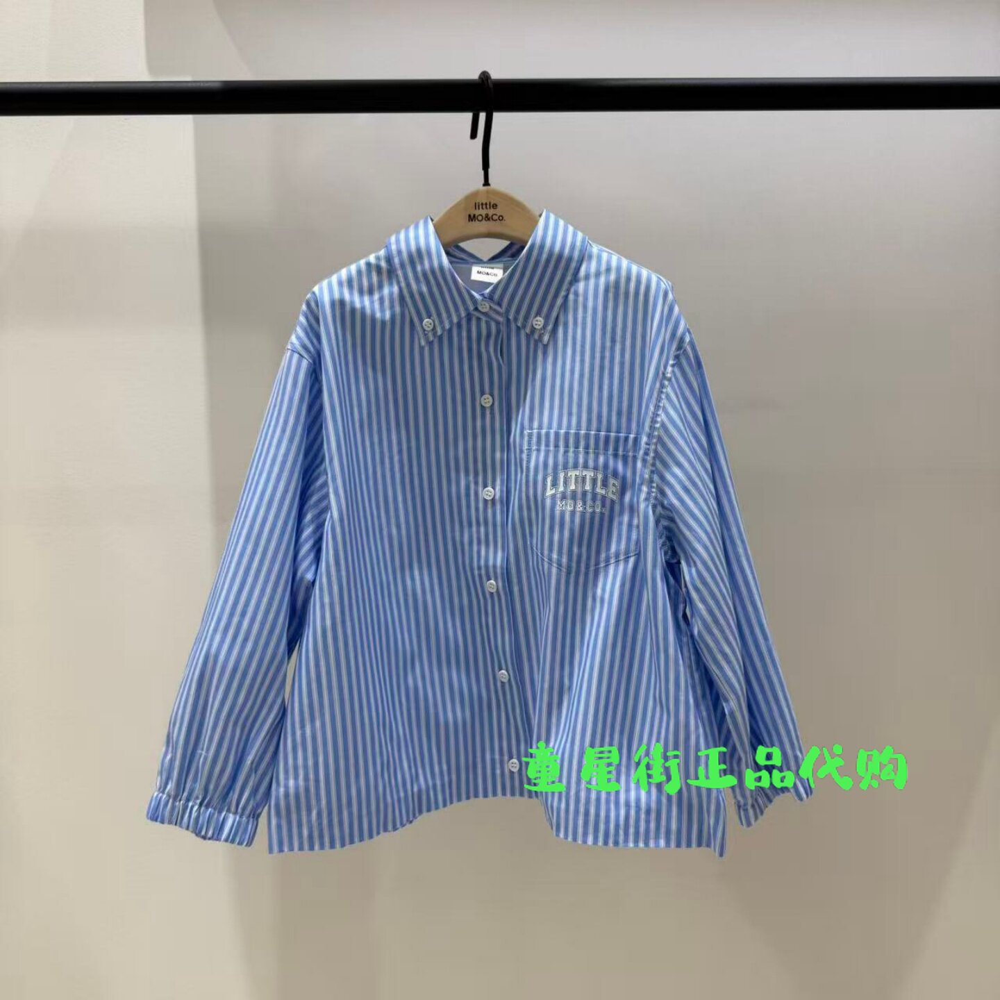little moco正品26年春款男女童棉色条纹衬衫KBF1JKT026