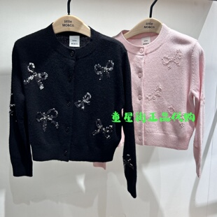 little moco专柜正品25年冬女童羊毛绣花针织开衫外套KBE4CAR007