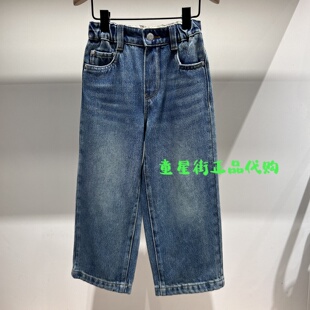 little moco专柜正品25年冬款男女童笑脸印花牛仔长裤KBE4JEN005